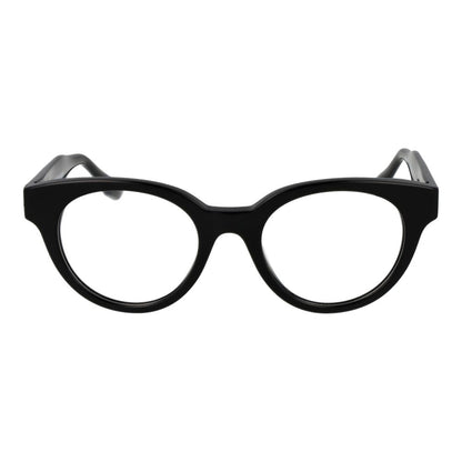 Trussardi Black Acetate Glasses (Frames) - Unisex full-rim acetate frames with demo lenses and spring hinge in black.