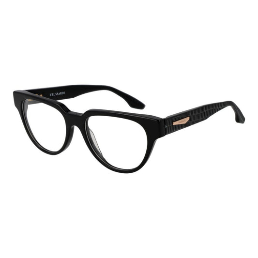 Trussardi Black Acetate Glasses (Frames) for women, full-rim style, black color, with branded case, plastic demo lenses.