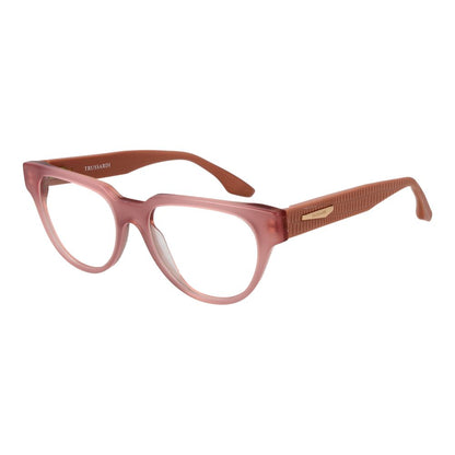 Trussardi Pink Acetate Glasses (Frames), rose full-rim panto style for women, acetate material with demo lenses, size 53-17-140mm.