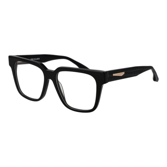 Trussardi Black Acetate Glasses (Frames), full-rim square style for women, black acetate frame with demo lenses, includes branded case.