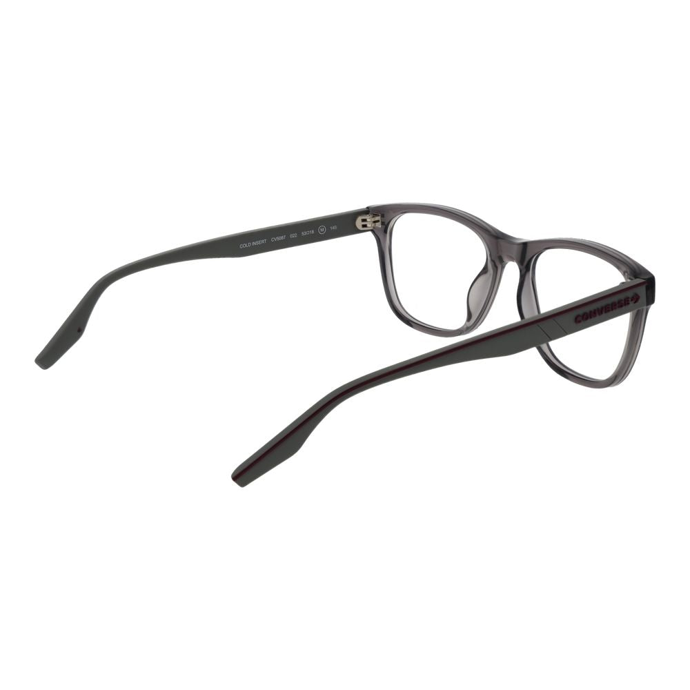 Converse Gray Acetate Glasses (Frames) for men, full-rim square style with plastic demo lenses, grey acetate material, temple length 145mm.