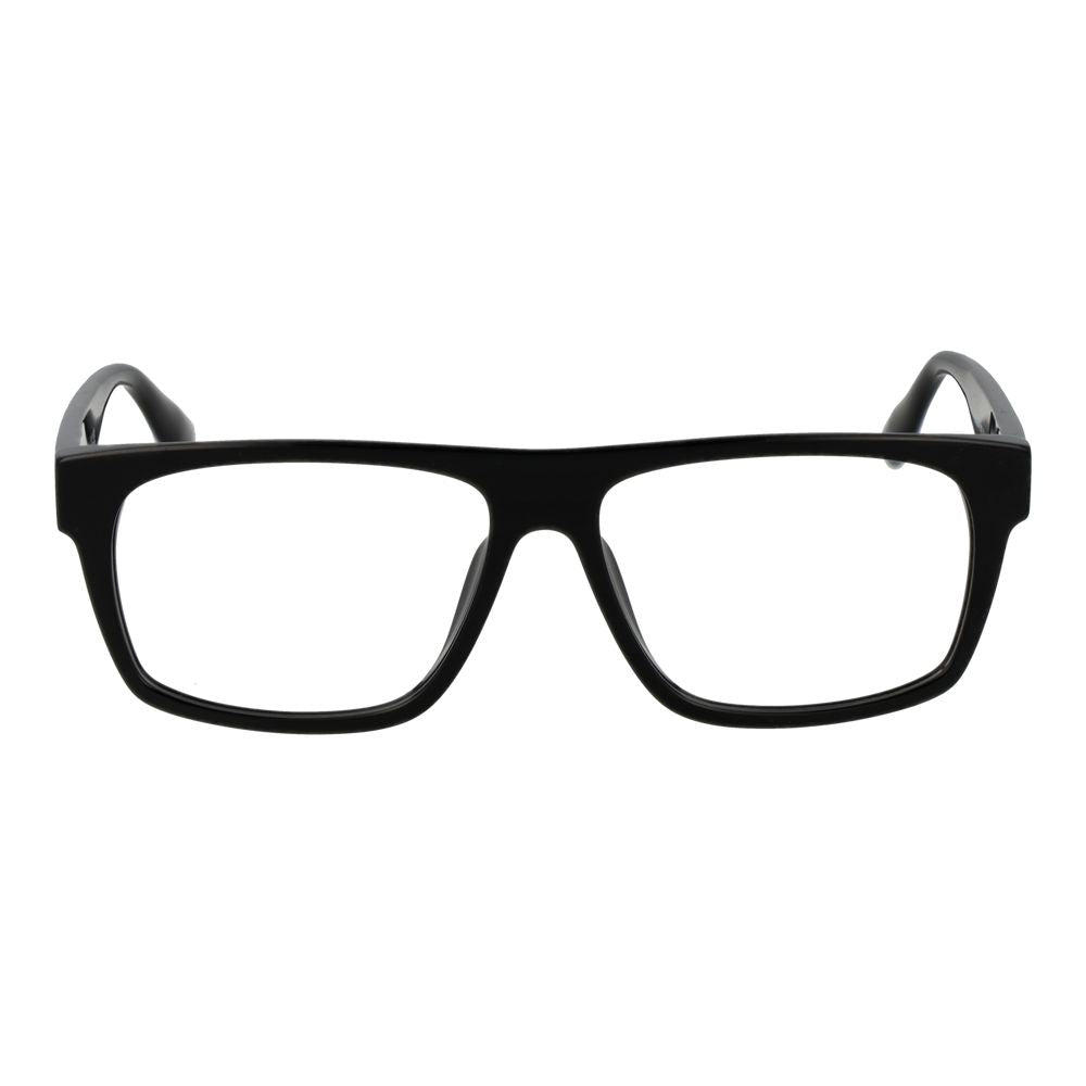 BMW Black Plastic Glasses (Frames) for men, full-rim rectangle style with black plastic frame and demo lenses, size 55-14-145.
