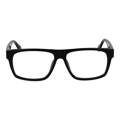 BMW Black Plastic Glasses (Frames) for men, full-rim rectangle style with black plastic frame and demo lenses, size 55-14-145.