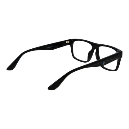 BMW Black Plastic Glasses (Frames) men's full-rim rectangular eyewear, black plastic frame with demo lenses, size 55-14-145
