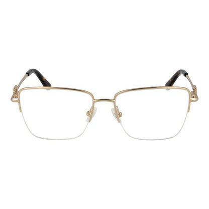 Guess Gold Metal Glasses (Frames) - Women's half-rim rectangular eyewear with gold metal frame, demo lenses, and spring hinge.