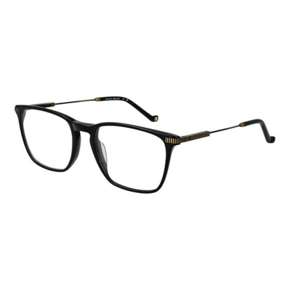 Hackett Black Acetate Glasses (Frames) for men with full-rim rectangle style and demo lenses, frame in black acetate, size 55-19-145.