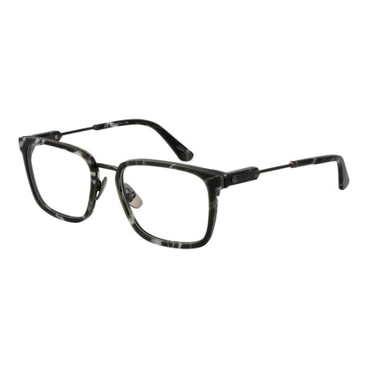 Police Gray Metal Glasses (Frames) for men, square full-rim with grey metal frame and demo lenses, includes branded case.