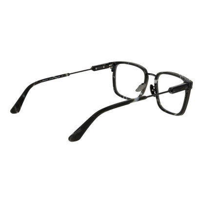 Police Gray Metal Glasses (Frames) for men with square full-rim style, grey color, metal frame, demo lenses, and branded case included.