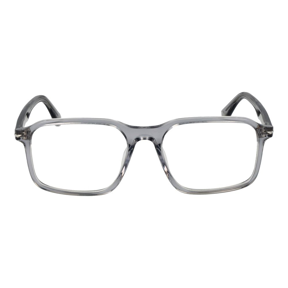 Police Gray Cellulose Acetate Glasses (Frames) for men, full-rim, rectangular style in grey color, with demo plastic lenses.