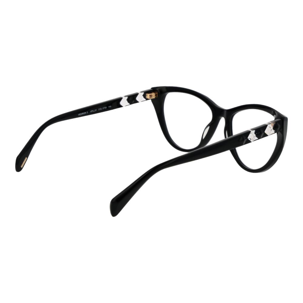 Police Black Plastic Glasses (Frames) for women, cat eye style, black full-rim, plastic frame, demo lenses included, size 53-16-140.