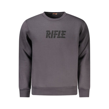 Rifle Gray Cotton Sweatshirt with long sleeves, crew neck, and logo print. High-quality cotton sweatshirt for casual wear.