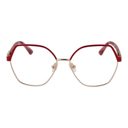 Marciano by Guess Red Metal Glasses (Frames) for women, square full-rim design with demo lenses, includes branded case.