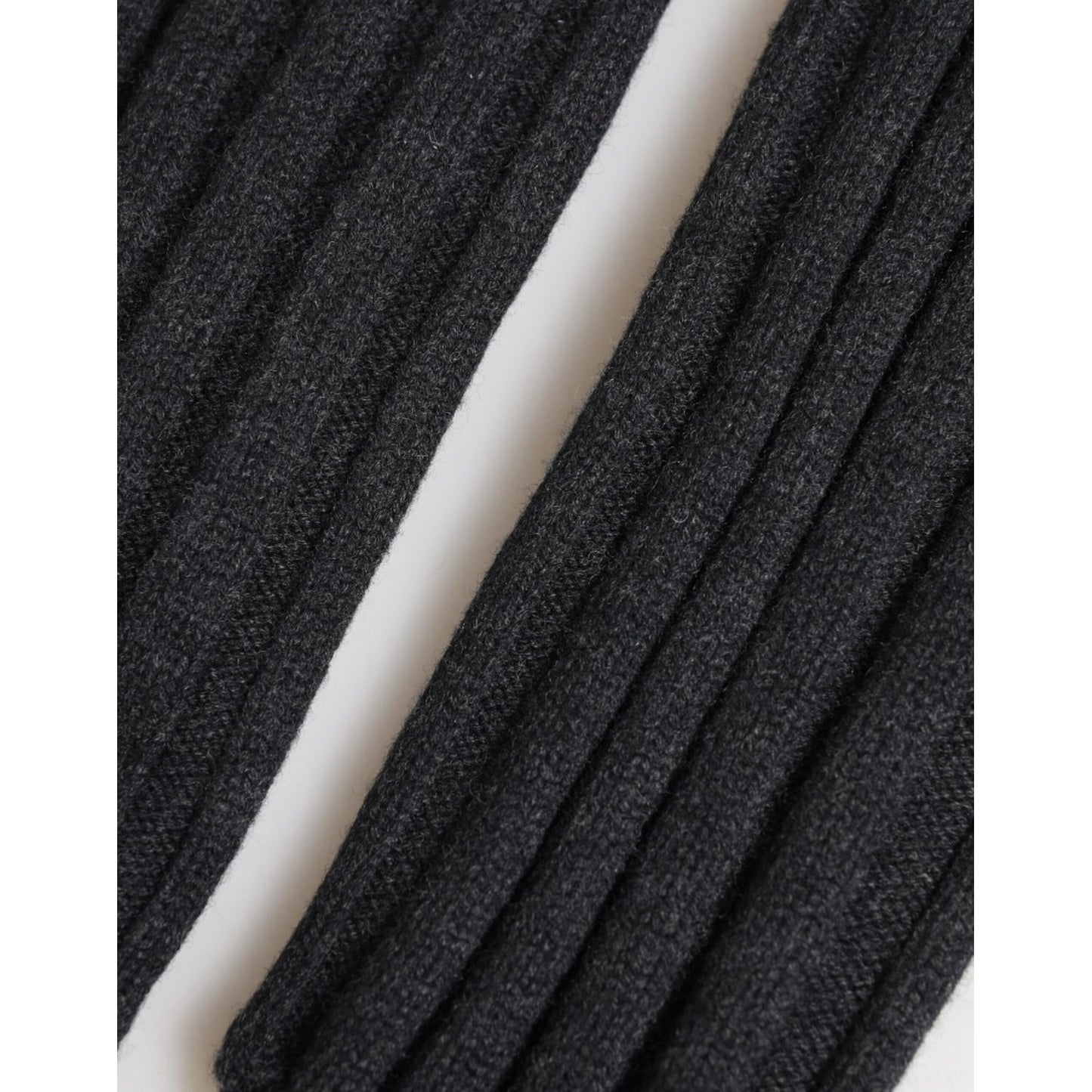 Dolce & Gabbana Dark Gray Virgin Wool Knitted Fingerless Gloves