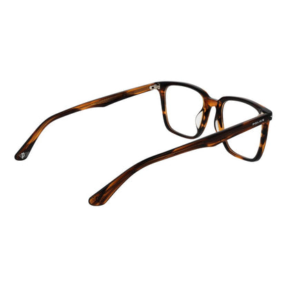 Police Brown Cellulose Acetate Glasses (Frames) for men in full-rim square style, brown color, with plastic demo lenses.