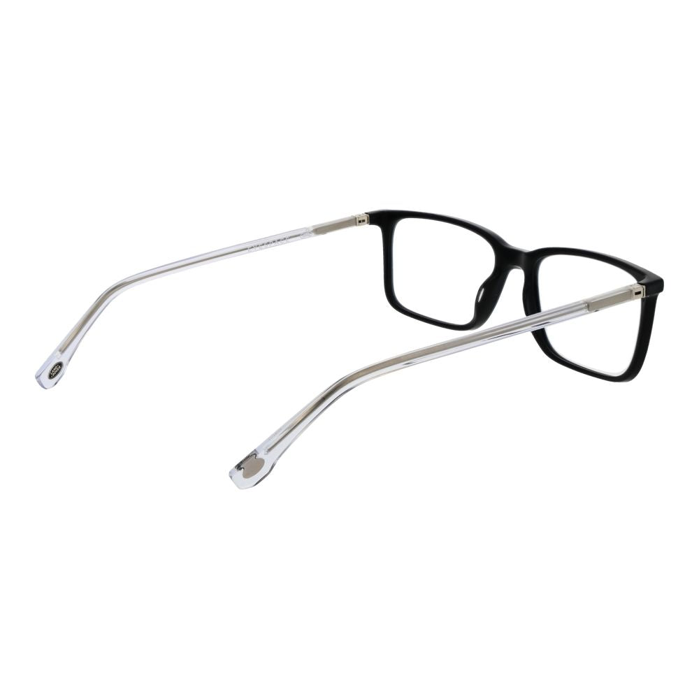 Land Rover Black Acetate Glasses (Frames) full-rim rectangle design with plastic demo lenses, unisex style, spring hinge, 57mm width.