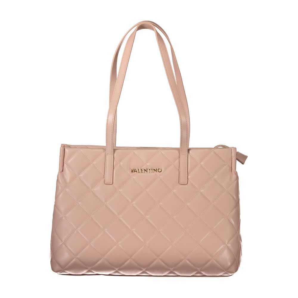 Mario Valentino Pink Polyethylene Handbag with 2 handles, laptop compartment, central pocket, contrasting details, and zip closure.