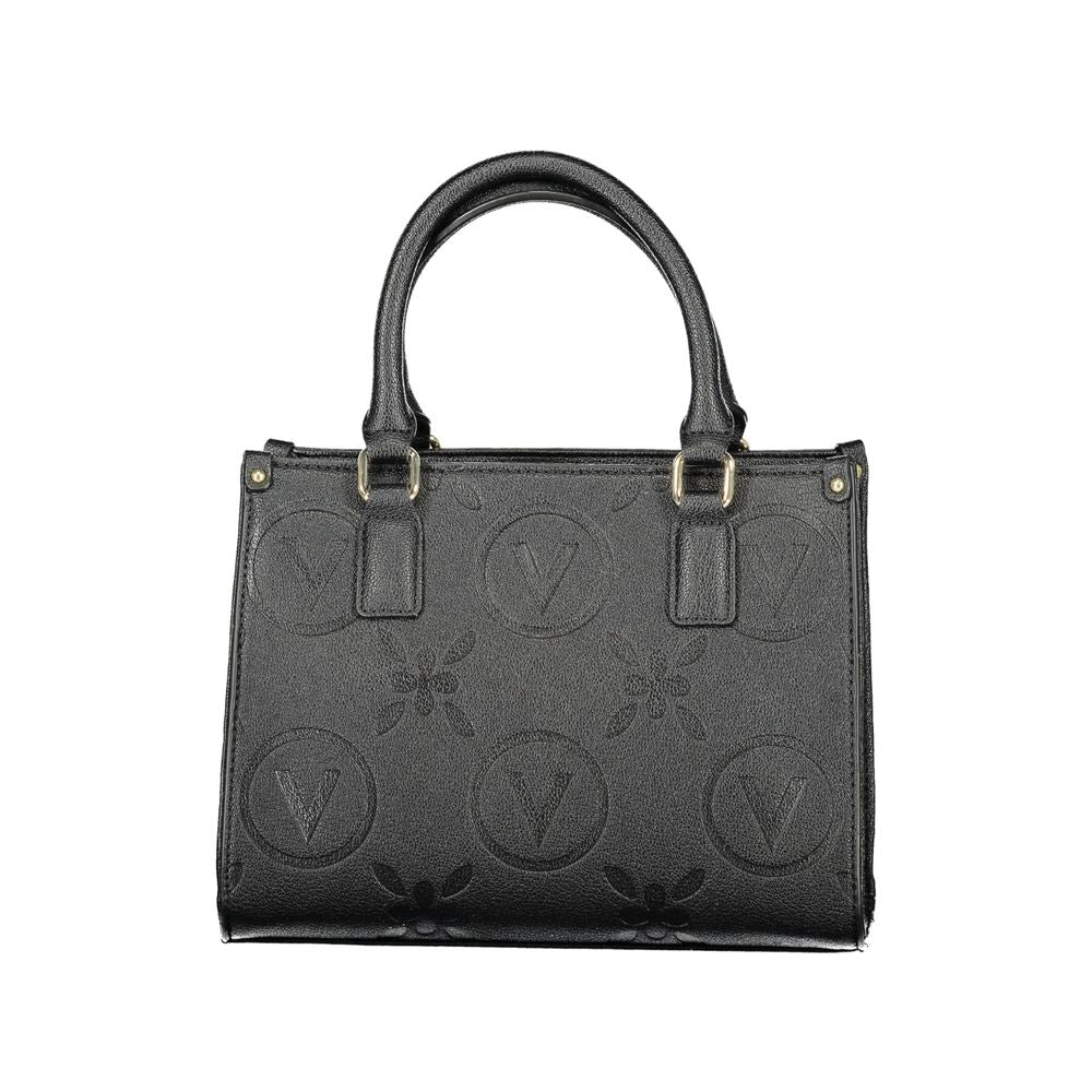 Mario Valentino Black Polyethylene Handbag with handles and straps, features logo, zip closure, and internal pockets.