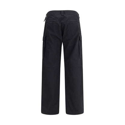 Balenciaga Black Cotton Cargo Pants with pockets and adjustable waist, showcasing urban aesthetics and quality design.
