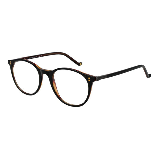 Hackett Black Plastic Glasses (Frames) for men, full-rim round style, black plastic frame, 50-19-150 size, demo lenses included.
