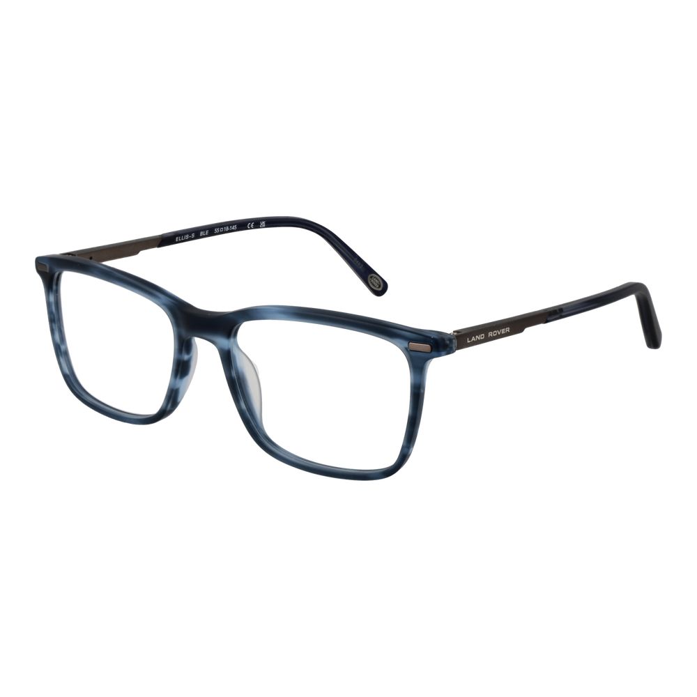 Land Rover Blue Acetate & Metal Glasses (Frames) for Men, Full-Rim Rectangle Style with Spring Hinge, 55mm Lens Width, 145mm Frame Width.