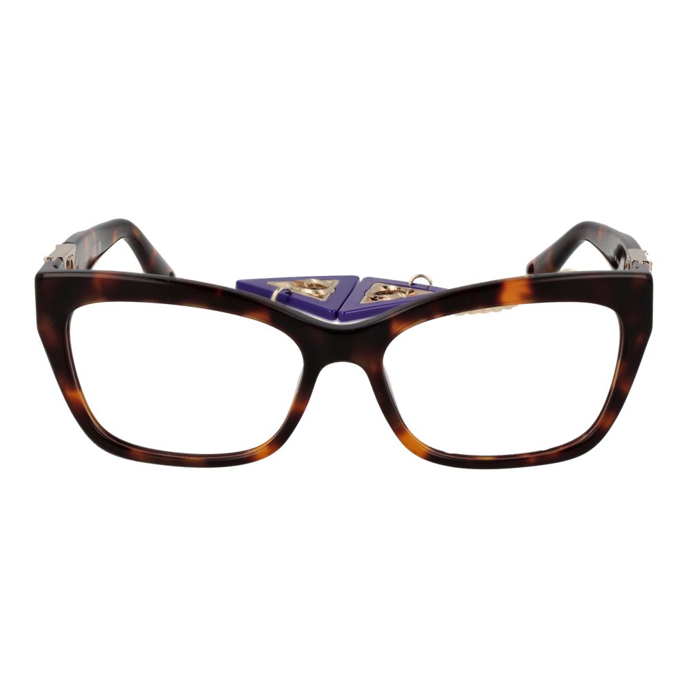Guess Brown Acetate Glasses (Frames) for women, full-rim cat eye design, with demo lenses and branded case, spring hinge included.