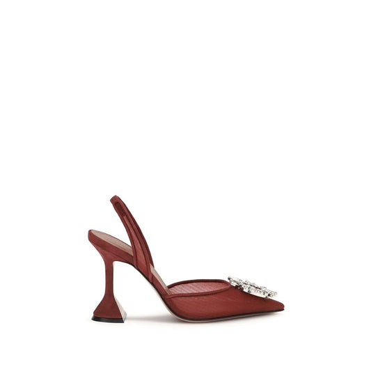 Amina Muaddi Bordeaux Polyester Pumps