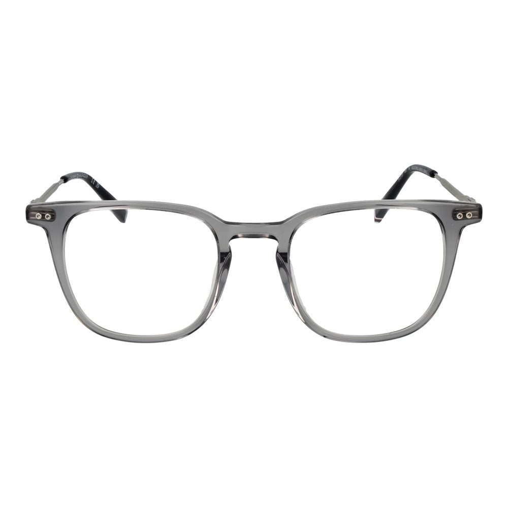 Tommy Hilfiger Gray Acetate Glasses (Frames) in full-rim rectangle style for men, featuring grey acetate frame with demo lenses.