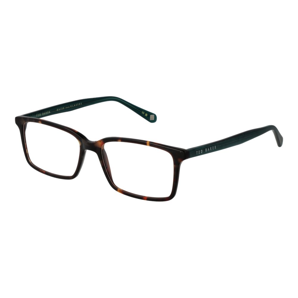 Ted Baker Brown Plastic Glasses (Frames), full-rim rectangle, men’s eyeglasses, brown frame, model with demo lenses, size 52-16-145