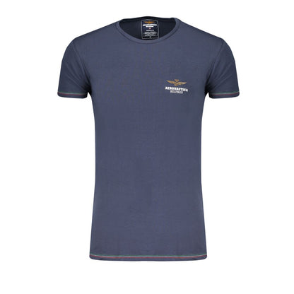 Aeronautica Militare Blue Cotton Underwear t-shirt with short sleeves, crew neck, contrast details, and logo print.