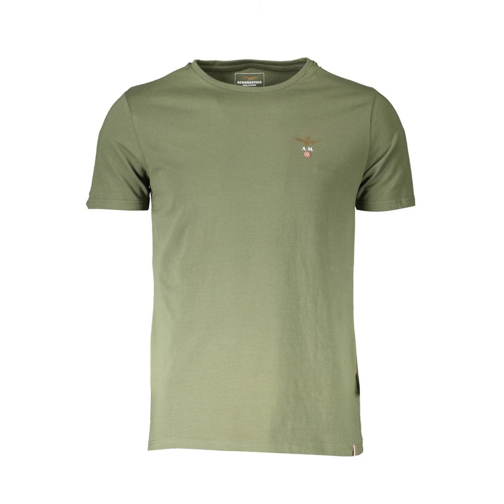 Aeronautica Militare Green Cotton Underwear t-shirt with short sleeves and crew neck featuring logo