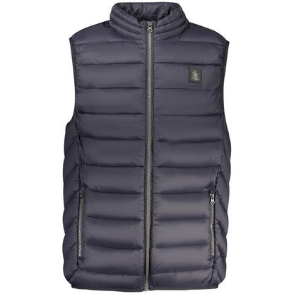 Marina Yachting Blue Polyamide Men Jacket with logo, sleeveless design, and functional pockets, showcasing nautical sophistication.