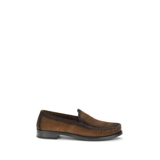 Prada Brown Calf Leather Bos Taurus Slip-On Loafers
