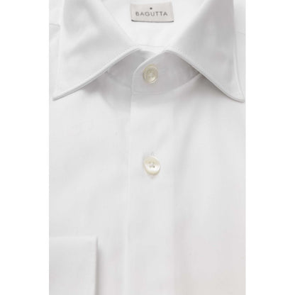 Bagutta White Cotton Top for men, solid pattern, long sleeves, button fastening, 100% cotton.