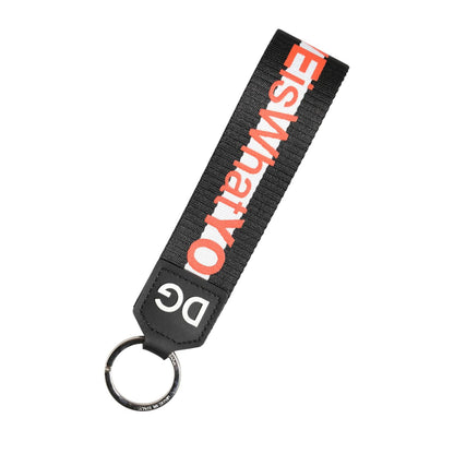 Dolce & Gabbana Black Logo Polyester Silver Brass Holder Keychain Keyring