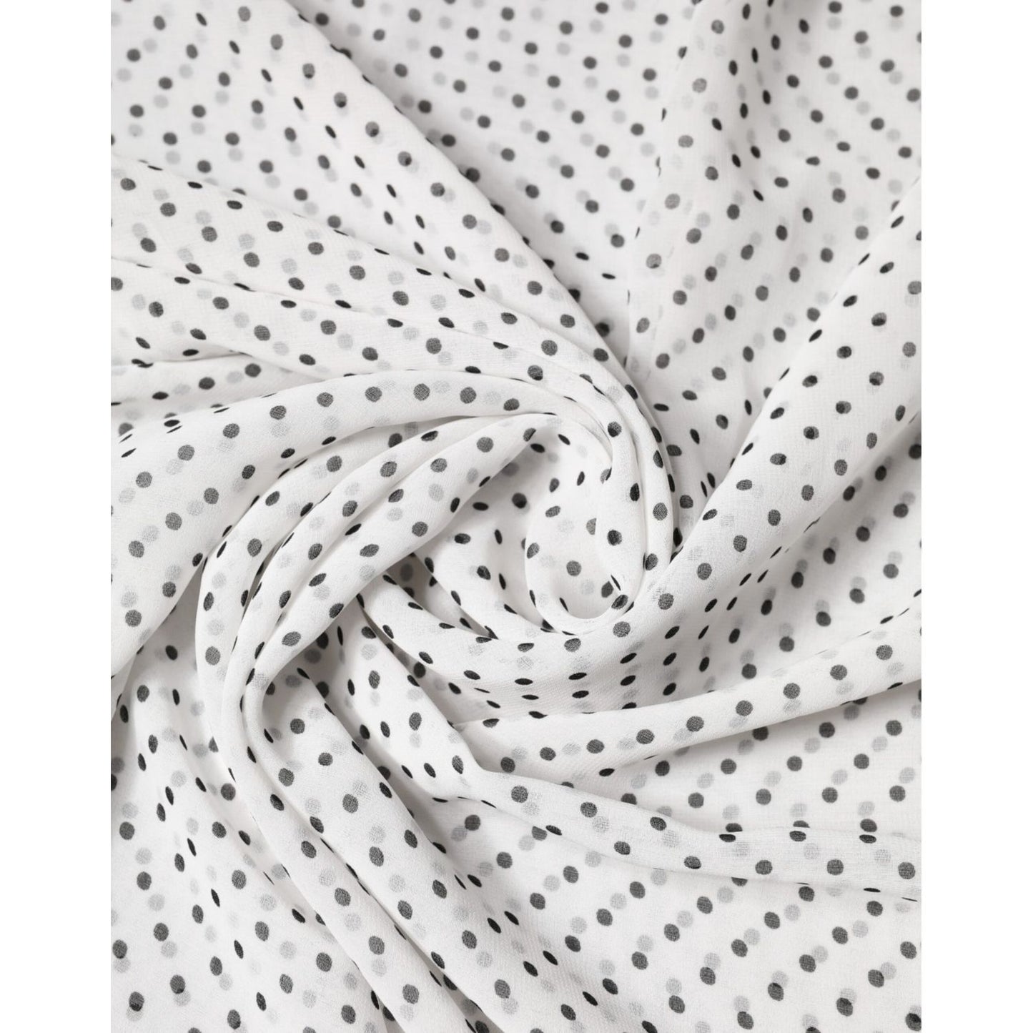 Dolce & Gabbana White Polka Dot Polyester Shawl Scarf