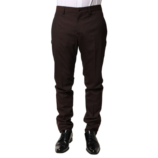 Dolce & Gabbana Brown Polyester Men Dress Trousers Pants