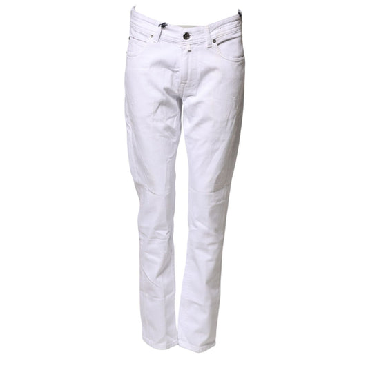 Briglia 1949 White Cotton Straight Fit Men Denim Trouser Jeans