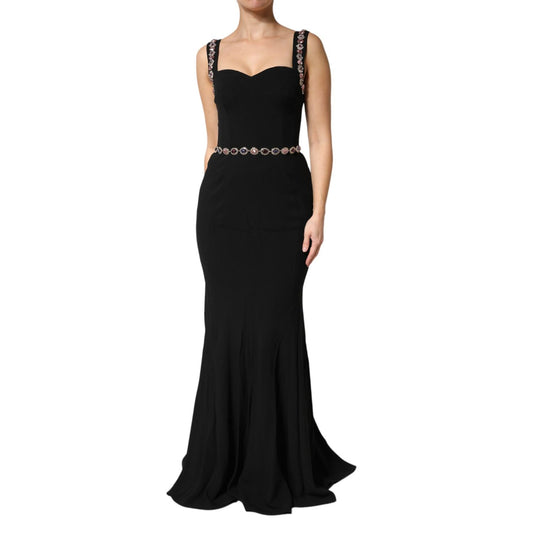 Dolce & Gabbana Black Embellished Sheath Mermaid Gown Dress