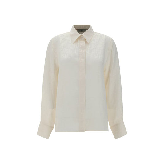 Fendi White Silk Pattern Shirt