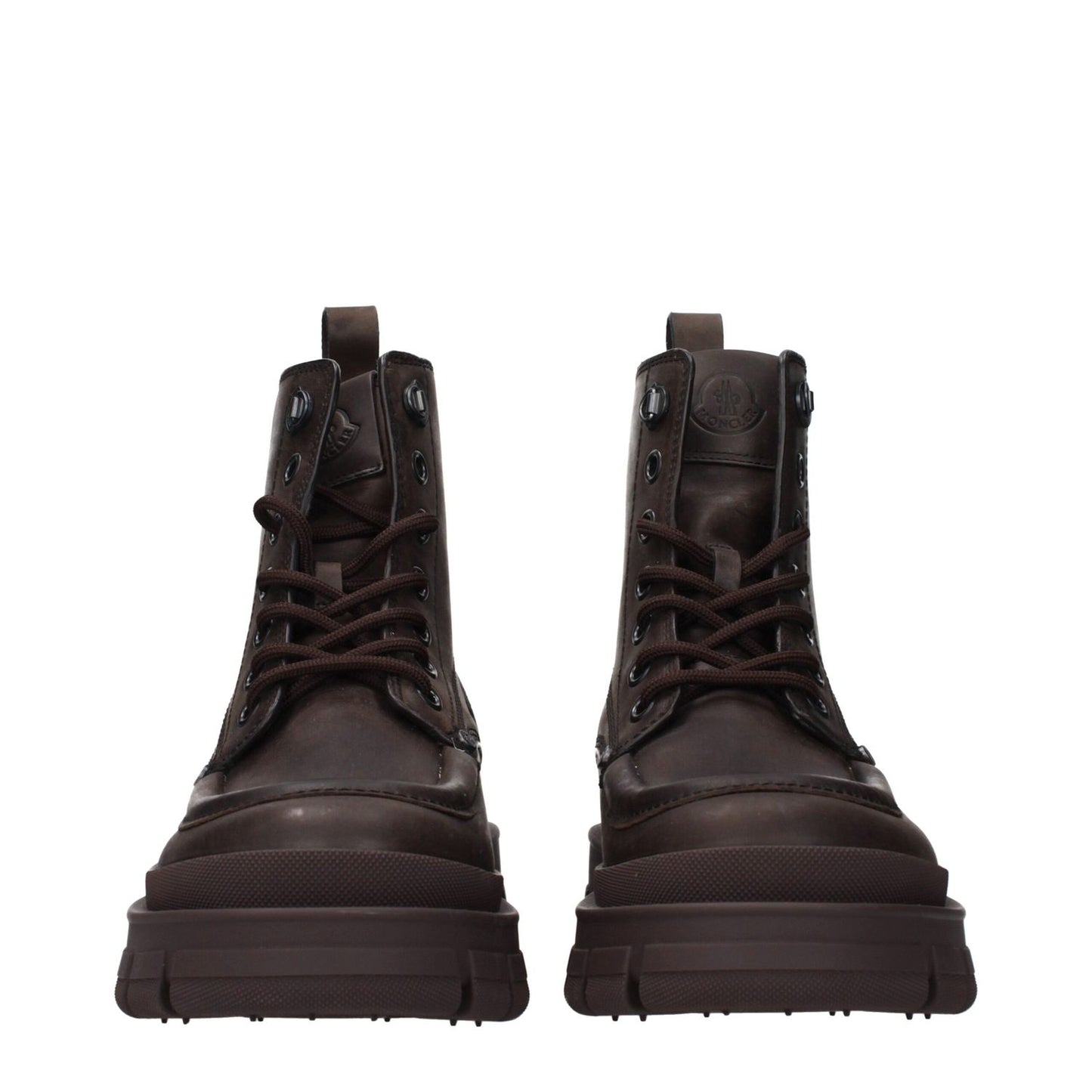 Moncler Brown Leather Ankle Boots