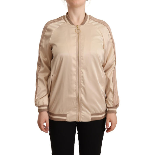 Twinset Bomber Full Zip Beige Long Sleeves Polyester Jacket