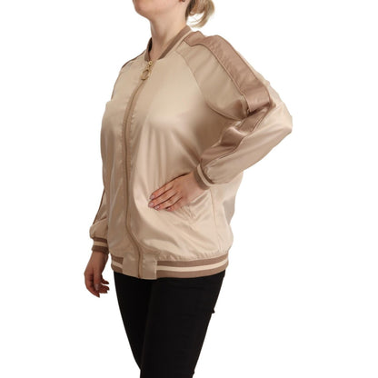 Twinset Bomber Full Zip Beige Long Sleeves Polyester Jacket