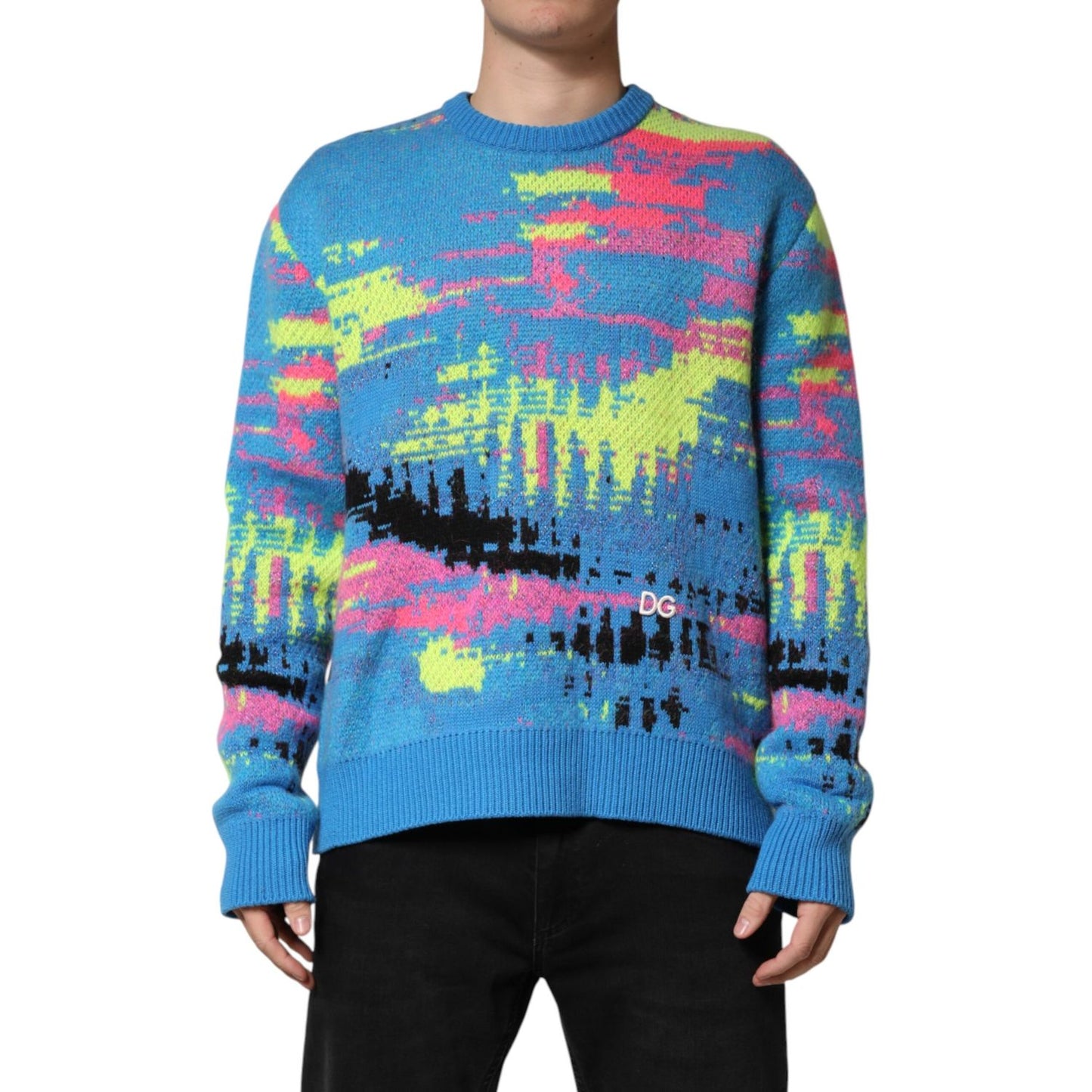 Dolce & Gabbana Multicolor Men Crew Neck Pullover Sweater
