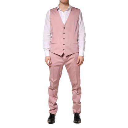 Dolce & Gabbana Pink Cotton Single Breasted 3 Piece Suit