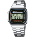 CASIO VINTAGE Mod. ICONIC - CLASSIC SILVER wristwatch with metal strap, 36mm resin case. Quartz multifunction, mineral dial, water resistant.