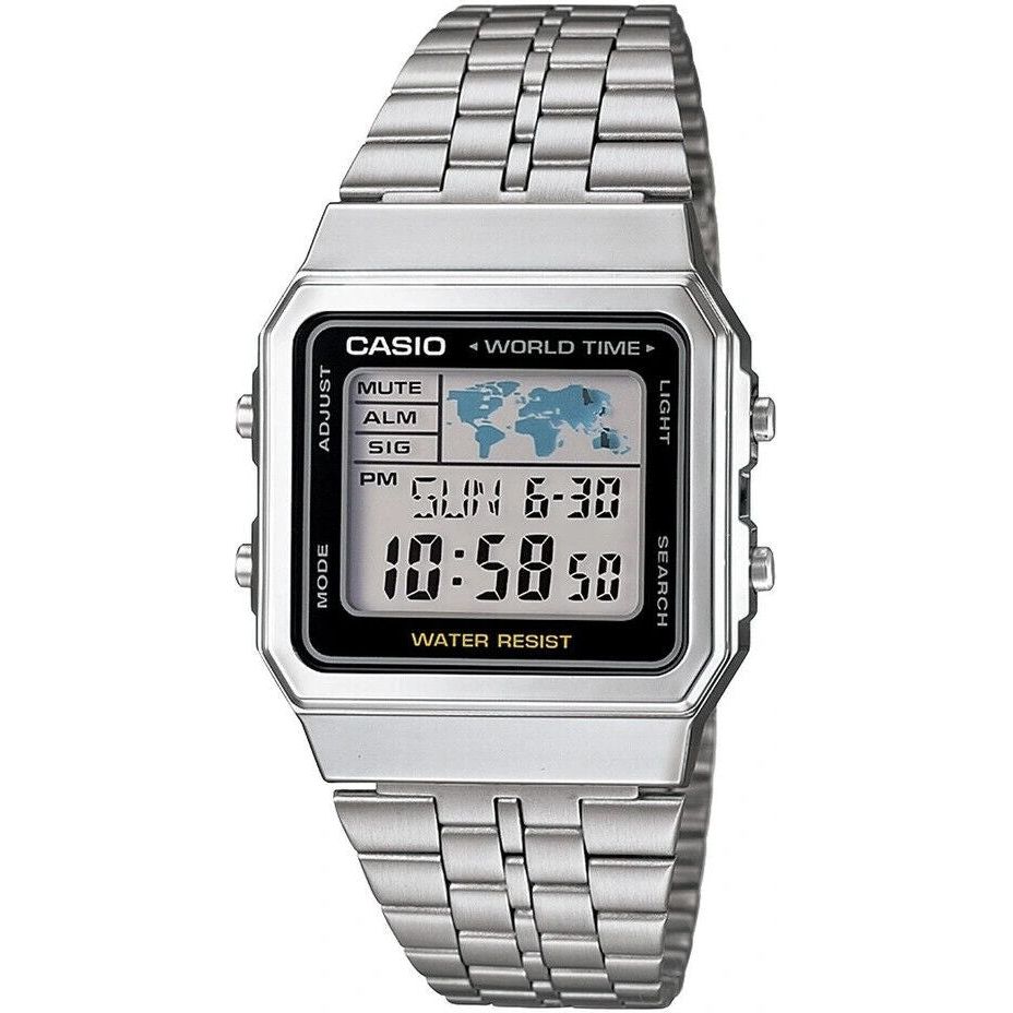 CASIO VINTAGE Mod. WORLD TIME - SILVER & BLACK A500WA-1DF