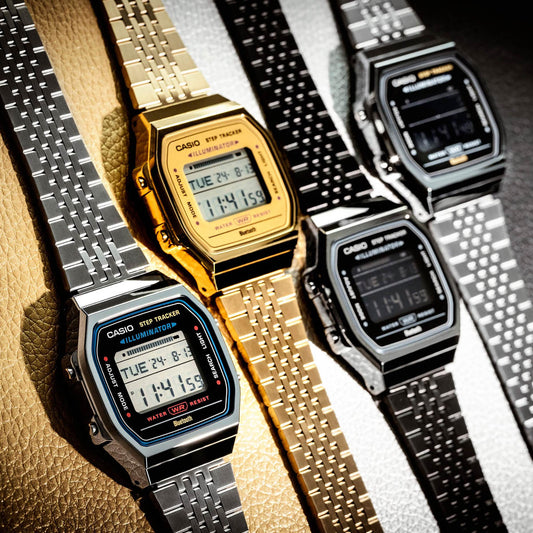 CASIO VINTAGE Mod. BLUETOOTH® SMARTPHONE LINK - SILVER - built-in accelerometer senses body movements + steps counter ABL-100WE-1BEF