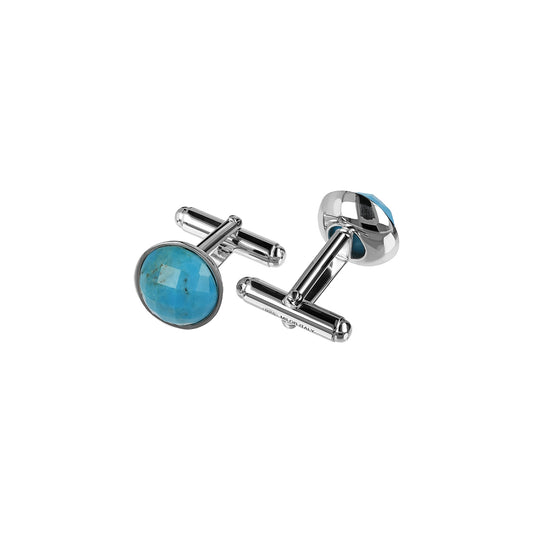 ALBERT M. JEWELS JEWELRY Mod. WSOX00174.TRQ cufflinks with blue gemstones on silver base
