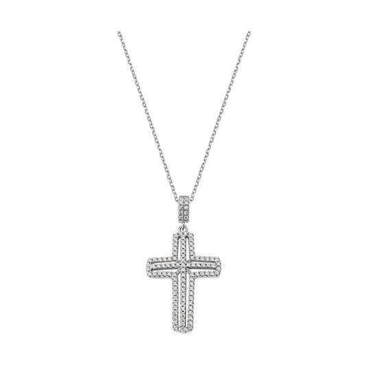 Alt Tag: AMEN JEWELRY Mod. CLCRVBBZ cross pendant necklace with elegant design.