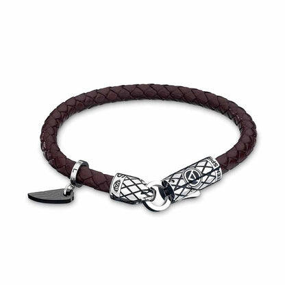 AN JEWELS JEWELRY Mod. AA.P252BR braided bracelet in brown with silver accents
